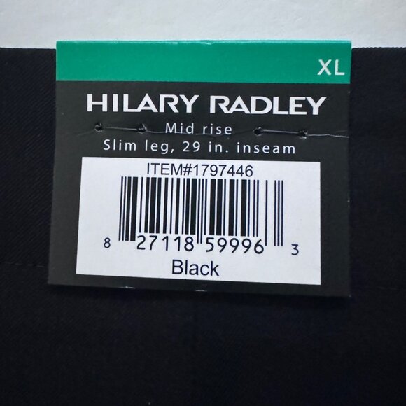 Hilary Radley XL Mid Rise Black Slim Leg Pants 29" Inseam Built-In Tummy Control - Picture 8 of 10
